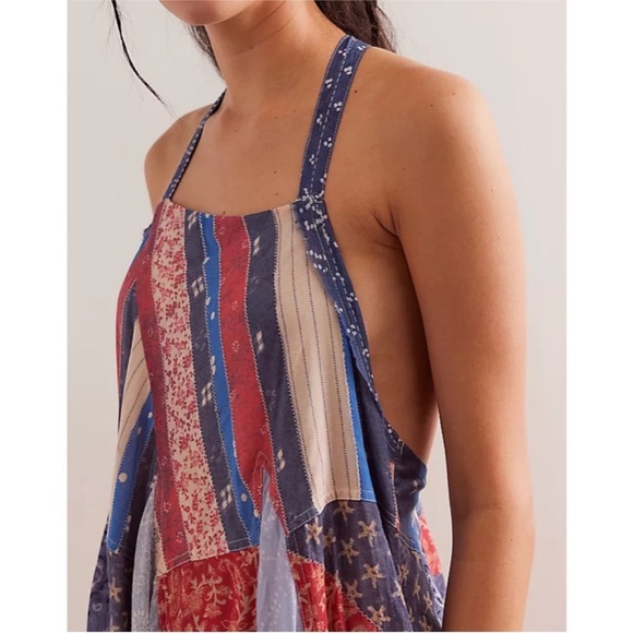 NWT Free People We The Free Heritage Maxi Dress Racerback Patchwork Americana - Picture 3 of 10